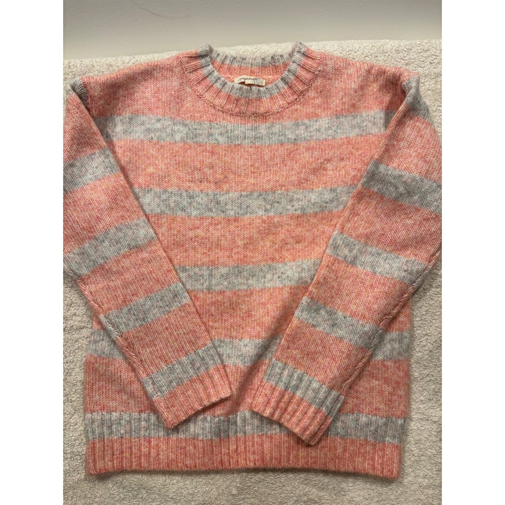 Mystree Pink Grey Striped Crewneck Knit Sweater Style 19892 Small